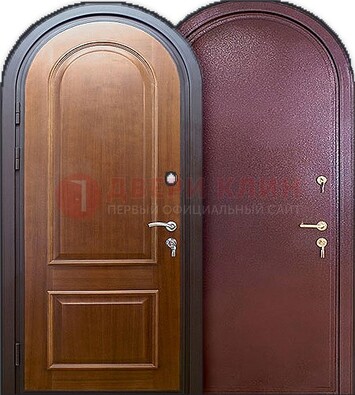 Железная арочная дверь с МДФ внутри ДА-14 в Самаре