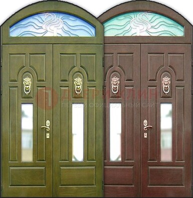 Стальная арочная дверь со стеклом ДА-17 для монолитного дома в Самаре
