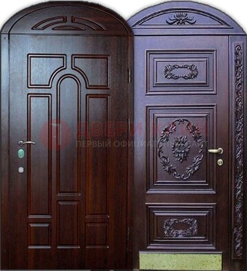 Стильная железная арочная дверь с декоративным элементом ДА-24 в Самаре