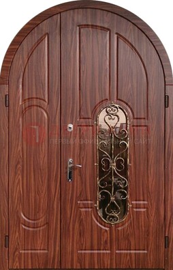 Арочная двухстворчатая стальная дверь Винорит ДА-54 в Самаре