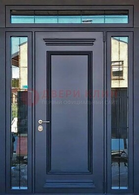 Черная металлическая дверь с фрамугой и филенкой ДФГ-19 в Самаре