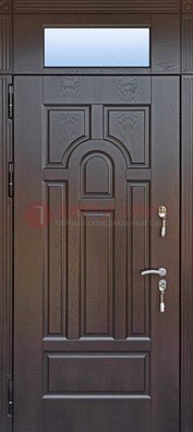 Железная дверь с фрамугой в коричневом цвете ДФГ-22 в Самаре