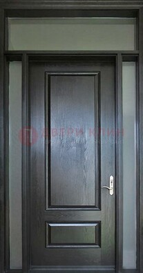 Черная металлическая дверь с фрамугами и стеклом ДФГ-24 в Самаре