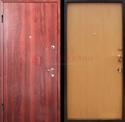 Красная железная дверь с ламинатом ДЛ-3 в Самаре