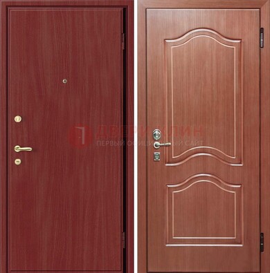 Красная металлическая дверь с ламинатом МДФ внутри ДЛ-8 в Самаре