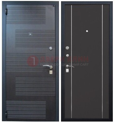Темная металлическая дверь с МДФ ДМ-105 в деревянный дом в Самаре
