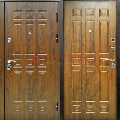 Коричневая металлическая дверь с МДФ ДМ-148 в Самаре