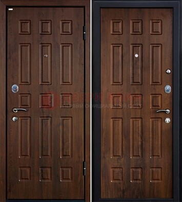 Коричневая металлическая дверь с МДФ ДМ-156 для квартиры в Самаре