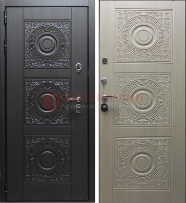 Темная стальная дверь с МДФ ДМ-161 для коттеджа в Самаре