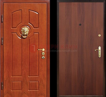 Оранжевая стальная дверь с МДФ ламинат внутри ДМ-18 в квартиру в Самаре