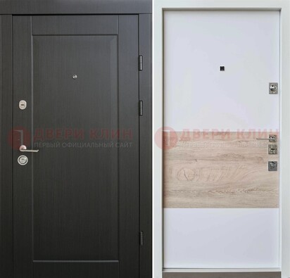 Черная металлическая дверь с белой МДФ внутри ДМ-230 в Самаре