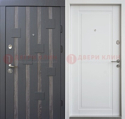 Темная металлическая дверь c белом МДФ внутри ДМ-231 в Самаре