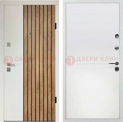 Белая с коричневой вставкой филенчатая дверь МДФ ДМ-278 в Самаре
