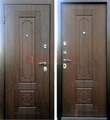 Коричневая металлическая дверь с МДФ ДМ-32 на дачу в Самаре