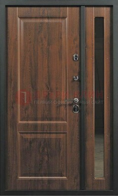 Темная железная дверь с панелью МДФ с зеркалом ДМ-338 в Самаре