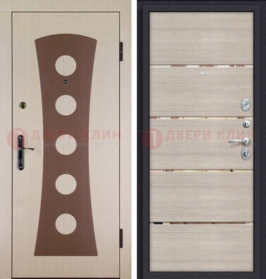 Светлая металлическая дверь с МДФ в квартиру ДМ-365 в Самаре