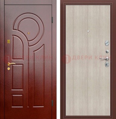 Красная металлическая дверь с МДФ панелями ДМ-368 в Самаре
