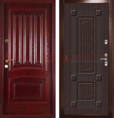 Красная стальная дверь с филенчатой МДФ ДМ-398 в Самаре