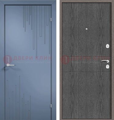 Синяя металлическая дверь МДФ в квартиру ДМ-434 в Самаре