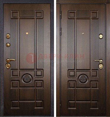 Квартирная коричневая железная дверь с МДФ ДМ-45 в Самаре