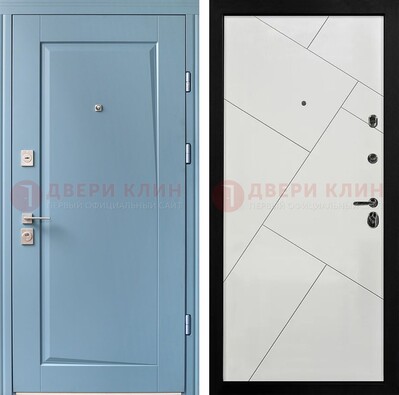 Синяя железная дверь с МДФ панелями ДМ-491 в Самаре