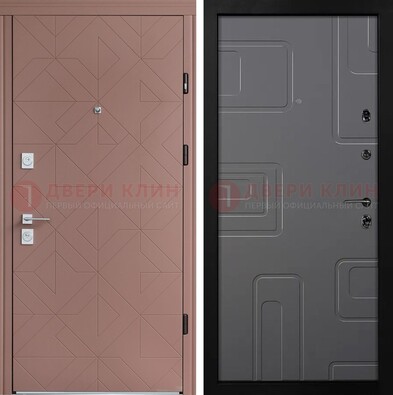Красная стальная дверь в квартиру с МДФ хайтек ДМ-493 в Самаре
