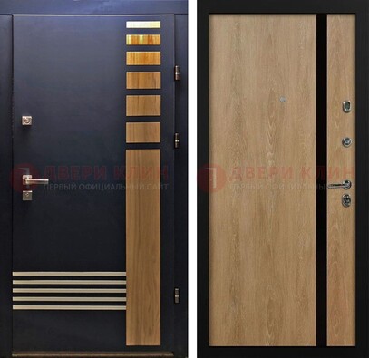 Черная металлическая дверь с МДФ хайтек ДМ-513 в Самаре