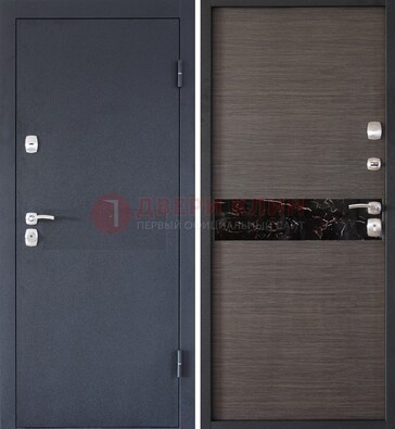 Черная железная дверь с порошковым напылением МДФ внутри ДП-114 в Самаре