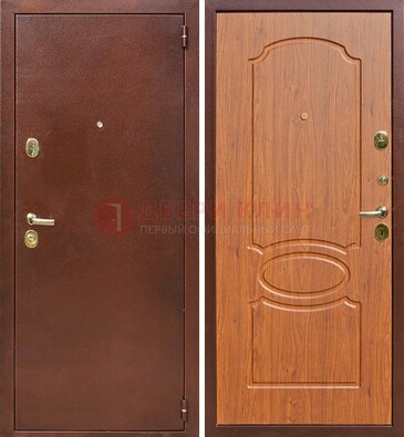 Коричневая стальная дверь с порошковым напылением ДП-137 в Самаре