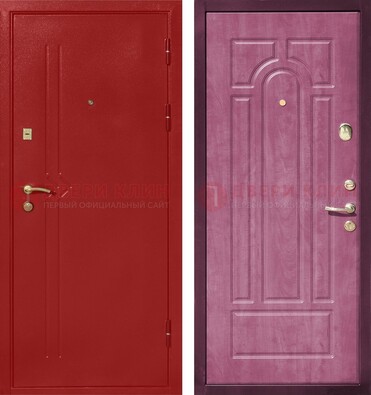 Красная входная дверь с порошковым напылением ДП-240 в Самаре