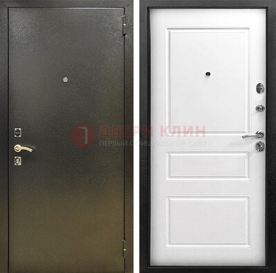 Входная дверь Темное серебро с порошковым напылением и белой МДФ ДП-272 в Самаре