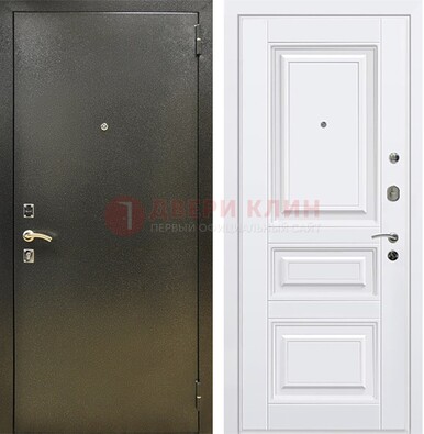 Железная темно-серая дверь с порошковым напылением и белой МДФ ДП-274 в Самаре