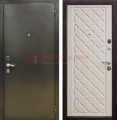 Темно-серая железная дверь с порошковым покрытием и филенчатой МДФ ДП-289 в Самаре