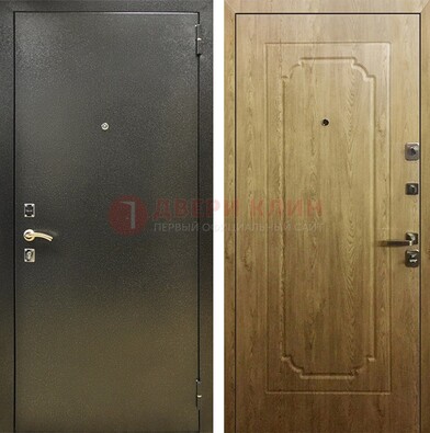 Темно-серая входная дверь с порошковым покрытием и МДФ Золотой дуб ДП-291 в Самаре
