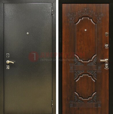 Входная дверь Темное серебро с порошковым покрытием и МДФ с узором ДП-293 в Самаре