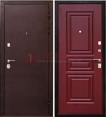 Бордовая входная дверь с порошковым окрасом ДП-36 в Самаре