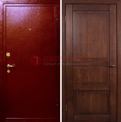 Красная железная дверь с порошковым окрасом ДП-58 в Самаре