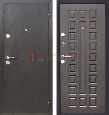 Коричневая железная дверь с порошковым окрасом ДП-63 в Самаре