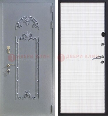 Серая входная дверь с порошковым покрытием ДП-67 в Самаре