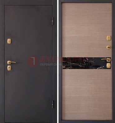 Коричневая металлическая дверь с порошковым окрасом ДП-82 в Самаре