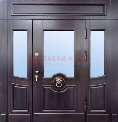 Филенчатая металлическая дверь с панелью МДФ и стеклом ДПР-102 в Самаре