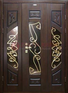 Парадная дверь со стеклом и ковкой ДПР-1 в каркасный дом в Самаре