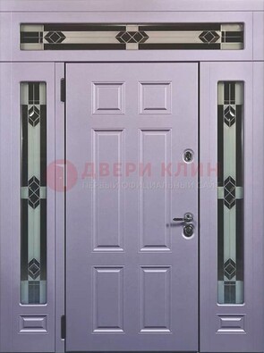 Филенчатая железная парадная дверь с фрамугами ДПР-82 в Самаре