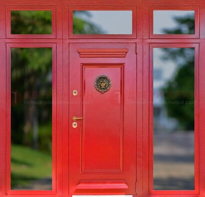 Красная парадная дверь для частного дома ДПР-88 в Самаре