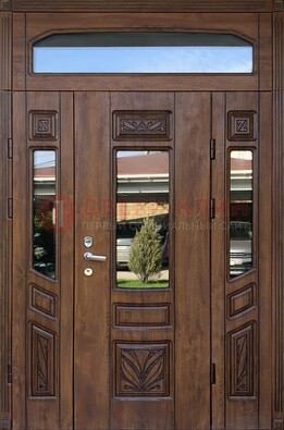 Парадная стальная дверь Винорит со стеклом и резьбой ДПР-97 в Самаре