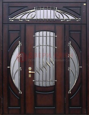 Парадная дверь со стеклянными вставками и ковкой ДПР-9 для улицы в Самаре