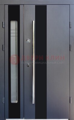 Серая стальная дверь со стеклом ДС-11 в Самаре
