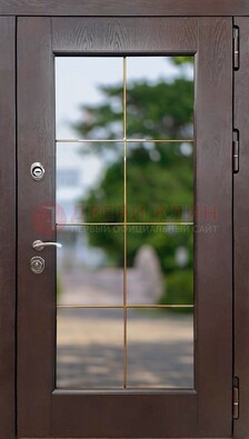 Коричневая стальная дверь со стеклом ДС-19 в Самаре
