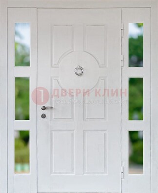 Белая стальная дверь со стеклом и фрамугами ДС-20 в Самаре
