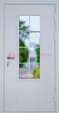 Белая железная дверь порошок со стеклом ДС-31 в Самаре